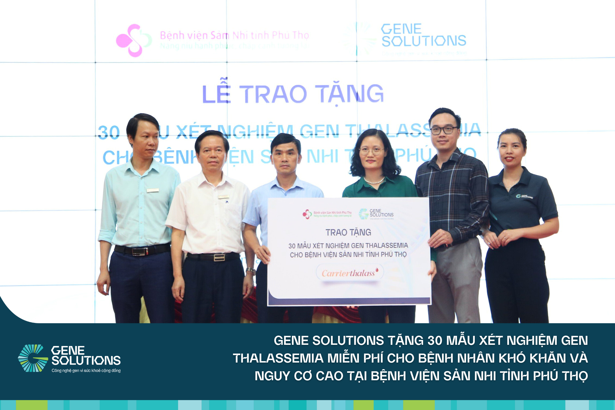 Gene Solutions trao tặng 30 mẫu xét nghiệm gen Thalassemia cho Bệnh viện Sản Nhi Phú Thọ 1