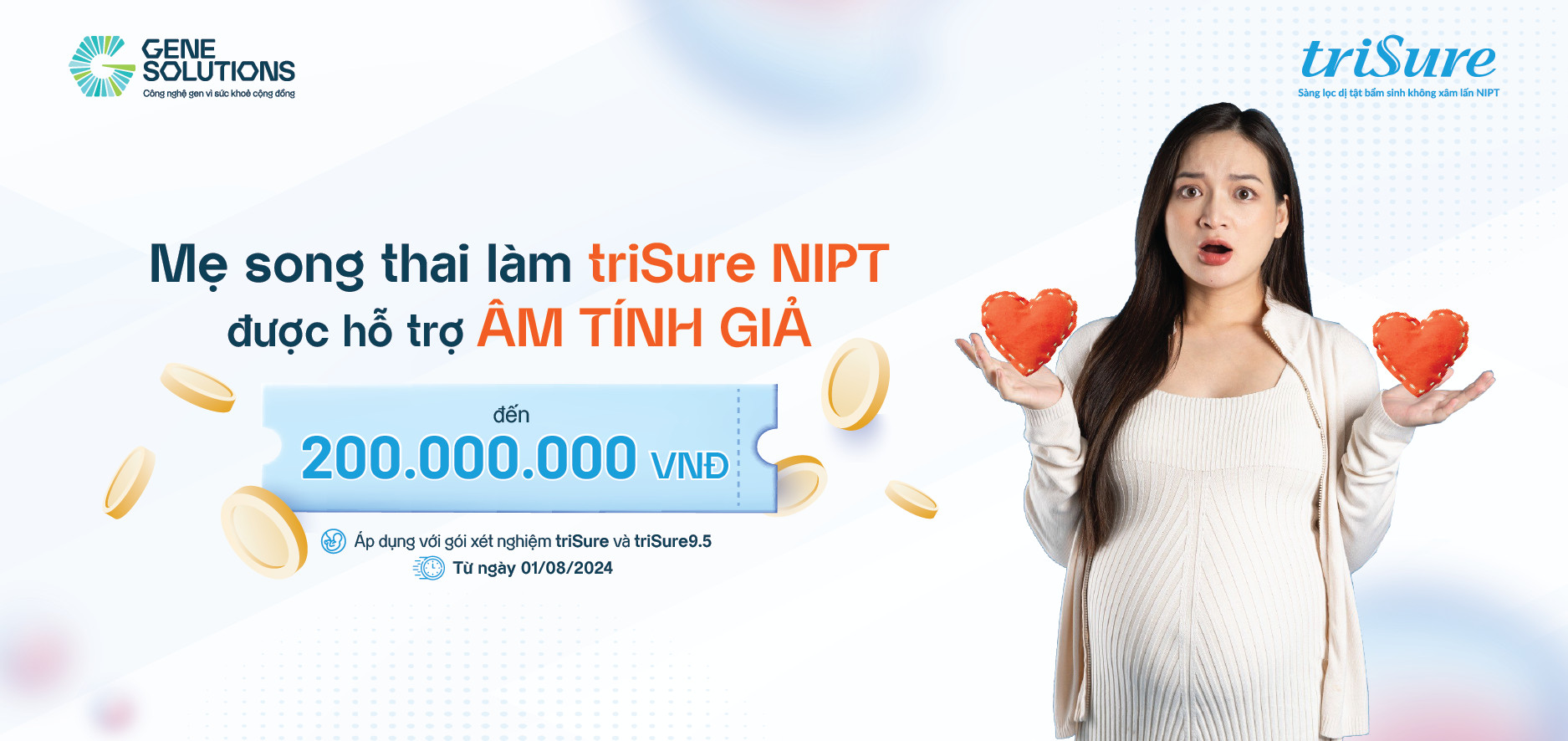 Thông báo: "Bổ sung chương trình hỗ trợ Âm tính giả cho song thai với gói xét nghiệm triSure và triSure9.5 1