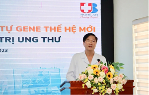 PGS.TS. Nguyễn Quang Trung – Giám đốc Bệnh viện Ung bướu Nghệ An phát biểu tại buổi Hội thảo