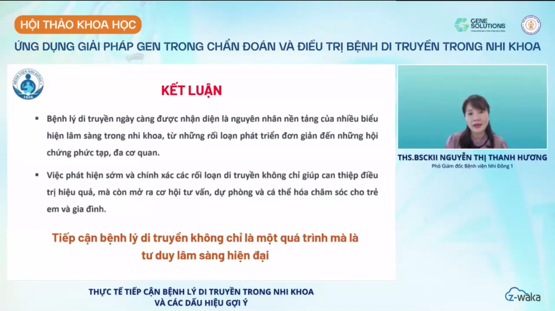 Nội dung báo cáo của ThS.BSCKII Nguyễn Thị Thanh Hương nhấn mạnh tầm quan trọng của việc phát hiện sớm