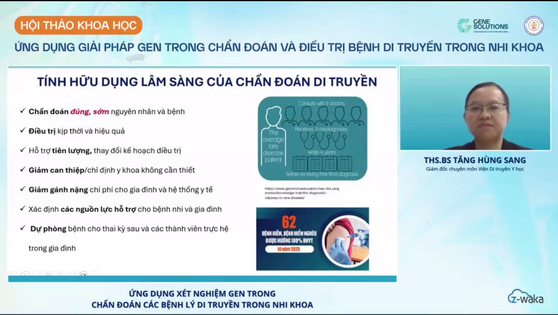 ThS.BS Tăng Hùng Sang chia sẻ về tính hữu dụng lâm sàng của chẩn đoán di truyền