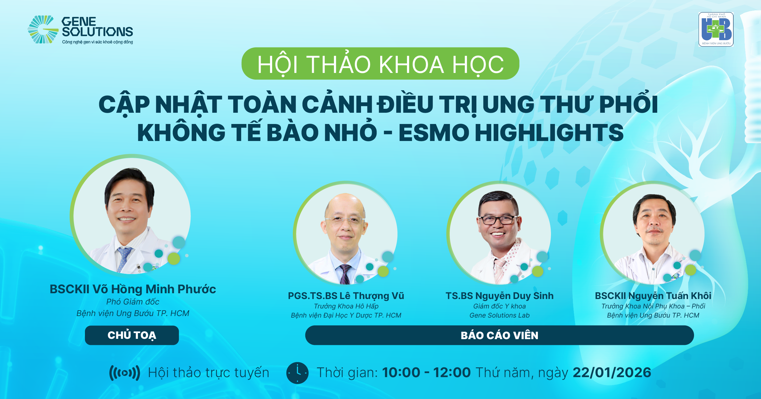 Hội thảo khoa học: "Cập nhật toàn cảnh điều trị ung thư phổi không tế bào nhỏ - ESMO Highlights" 1 hội thảo khoa học