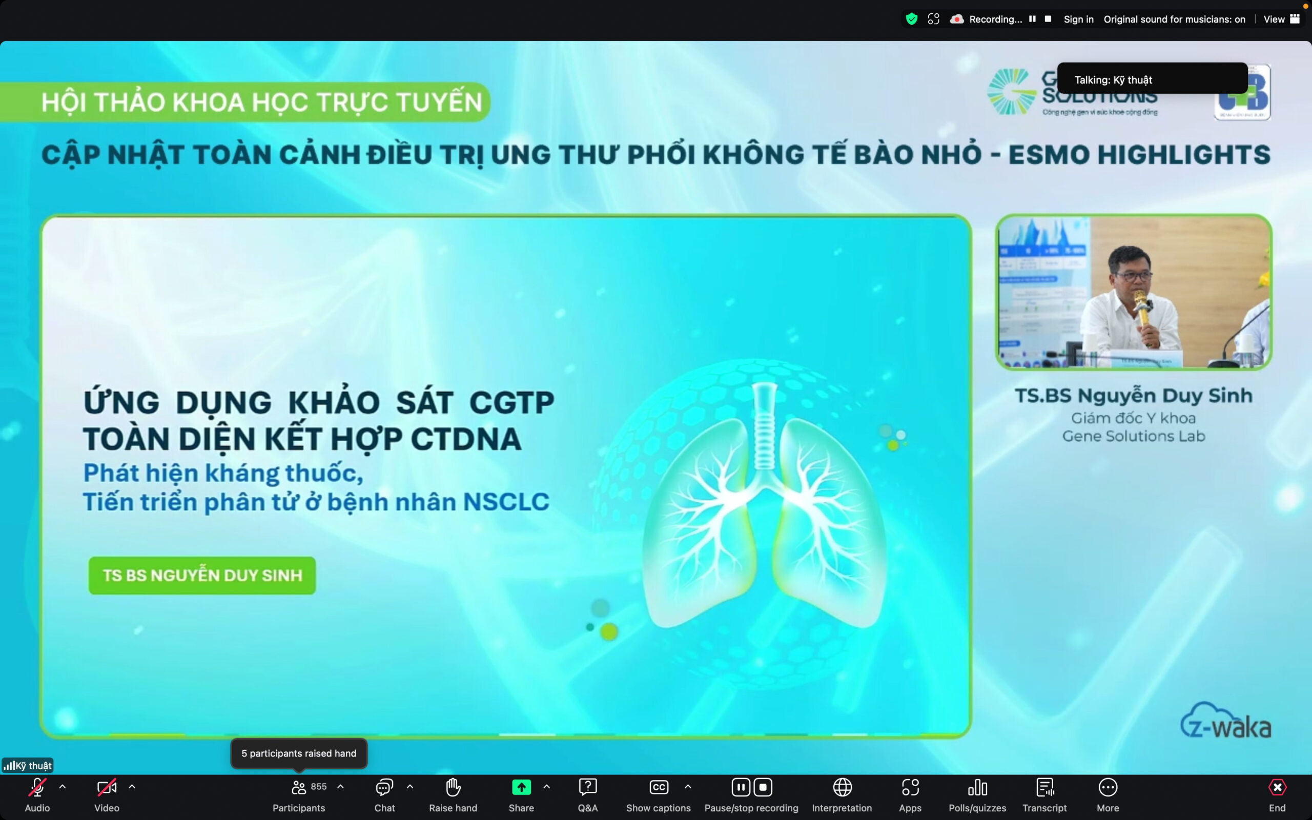Hội thảo khoa học: "Cập nhật toàn cảnh điều trị ung thư phổi không tế bào nhỏ - ESMO Highlights" 5 TS.BS Nguyễn Duy Sinh chia sẻ về ctDNA tại buổi hội thảo khoa học