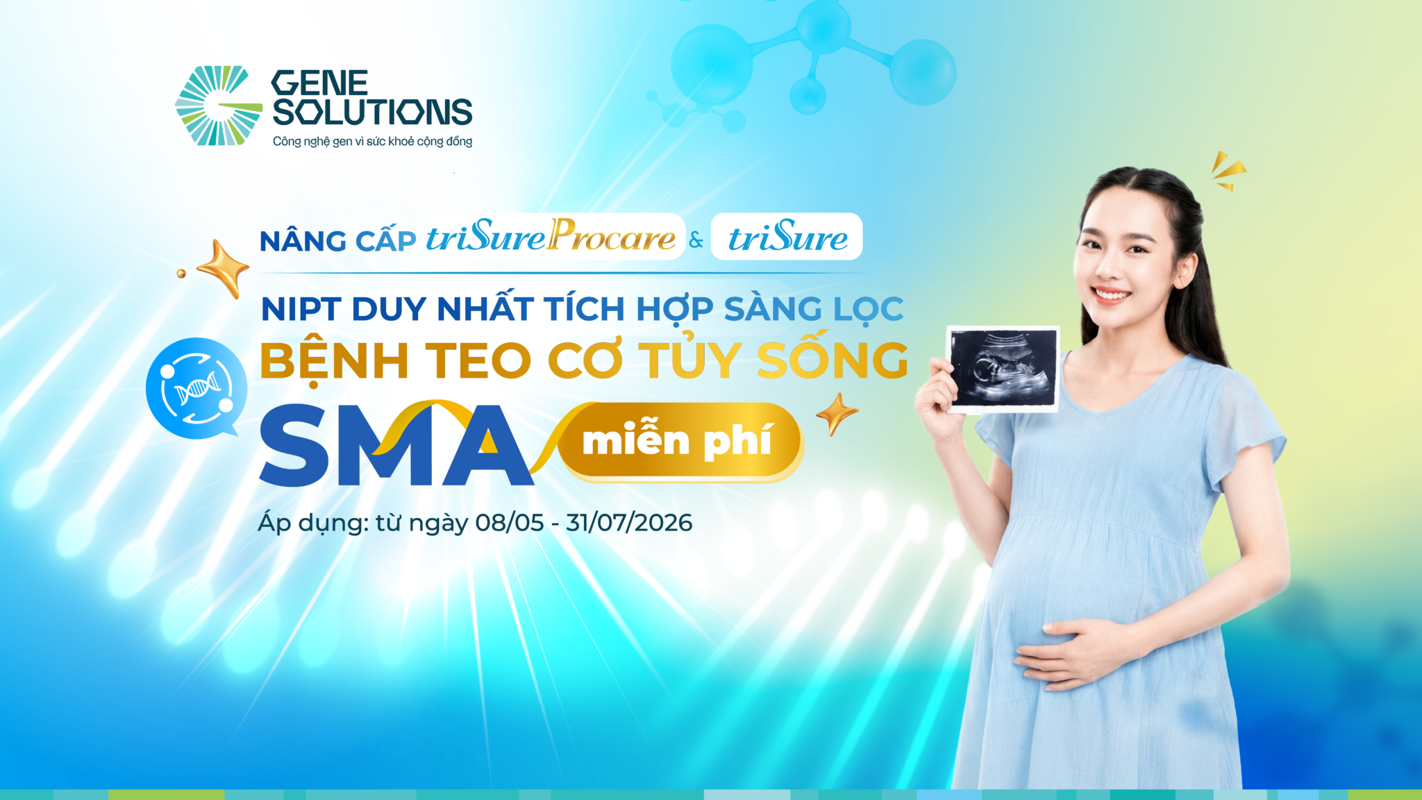 Chương trình tích hợp sàng lọc SMA miễn phí cho mẹ bầu làm NIPT triSure và triSure Procare