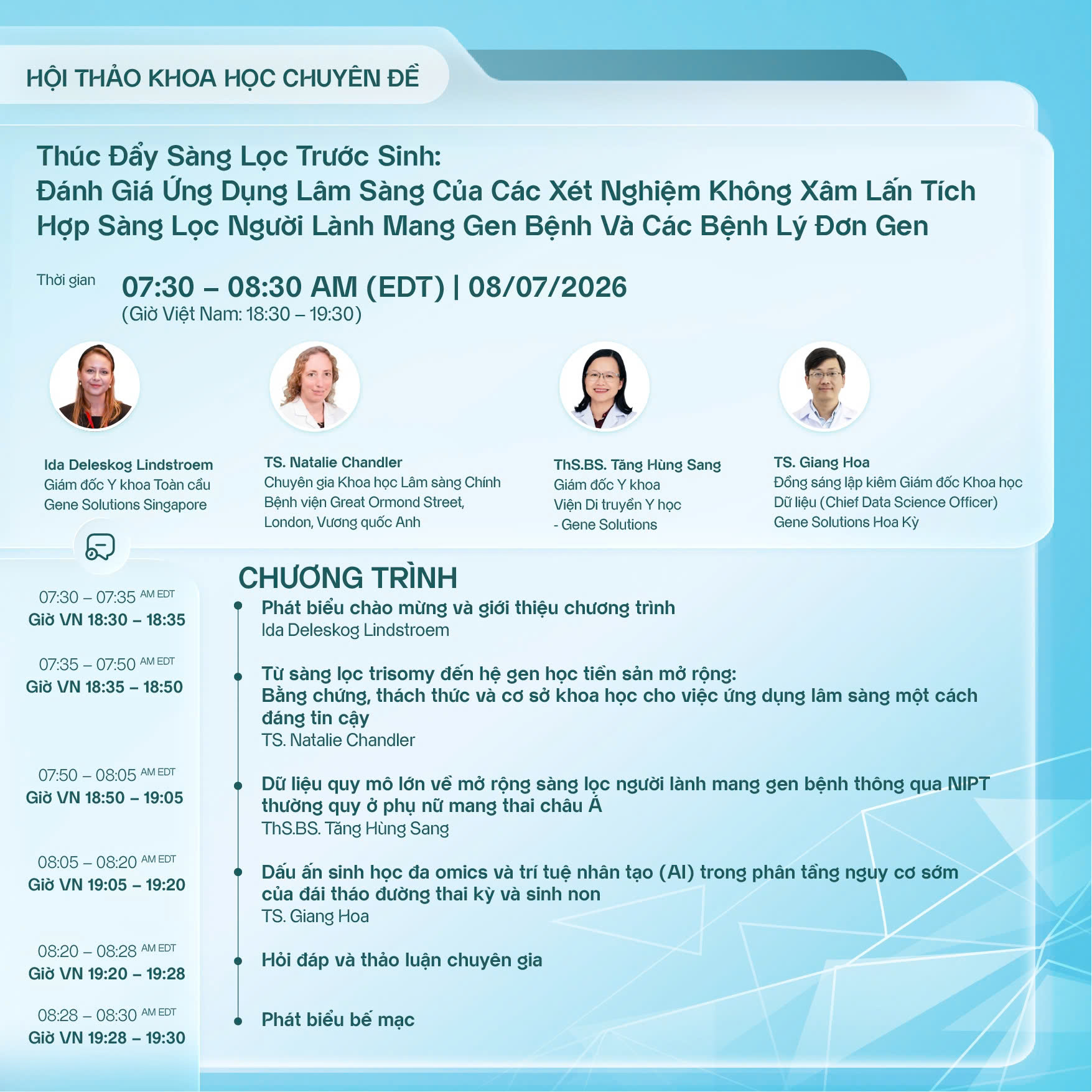 Gene Solutions là nhà tài trợ chính Hội nghị Quốc tế về Chẩn đoán và Điều trị Tiền sản lần thứ 30 (ISPD 2026) 3